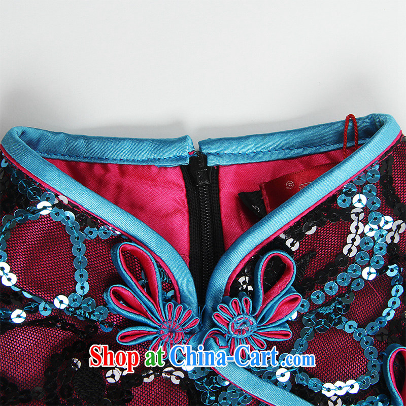 The Ruyi wind -- 2015 new cheongsam dress stylish manually staple-ju, improved cheongsam dress 1003 1003 red the blue-chip XL sporting, wind, shopping on the Internet