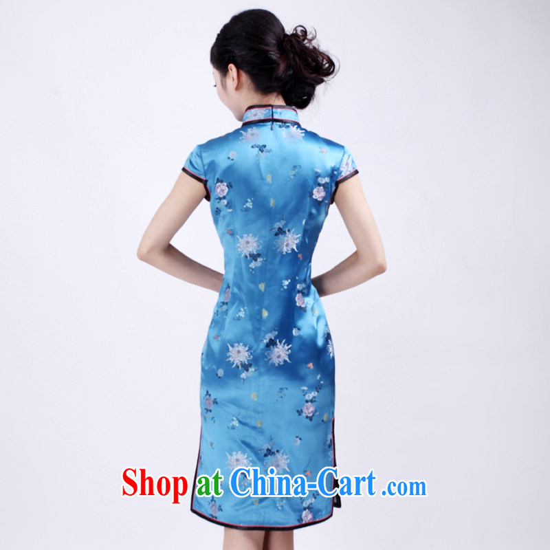 ruyi, 2015 new spring and summer dresses, luxury high-end stylish classic traditional short-sleeved dresses 4017 4017 blue S sporting, wind, shopping on the Internet