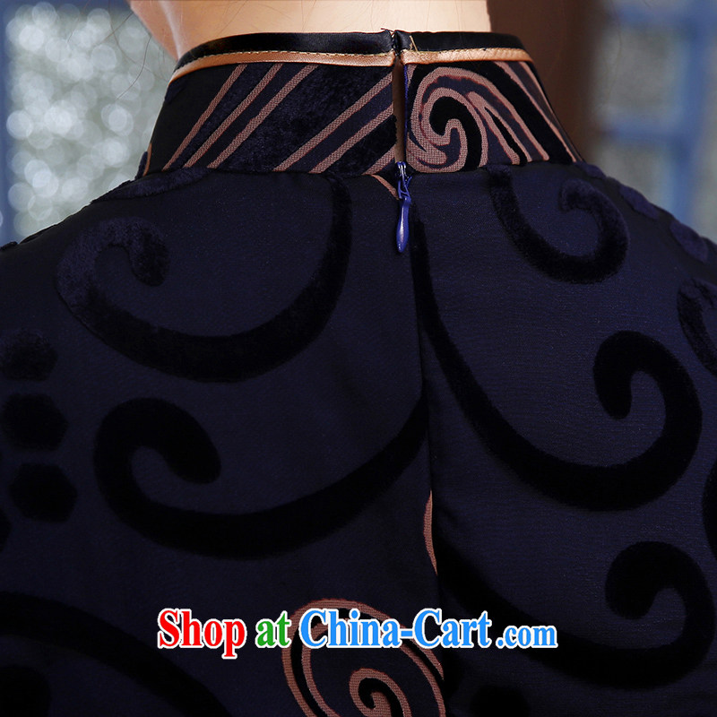 The CYD HO Kwun Tong' disappearing beauty 2015 retro dresses and stylish appearance improved cheongsam dress QD 4802 dark blue XXL, Sau looked Tang, shopping on the Internet