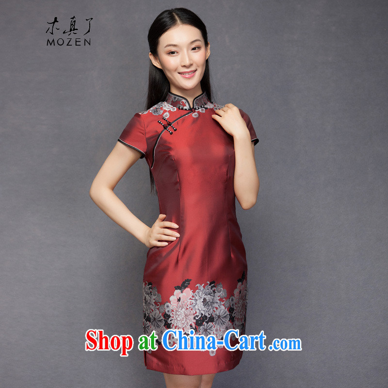 Spring dresses and the dresses 2015 spring new positioning take short improved cheongsam dress 11,509 04 deep red XXL