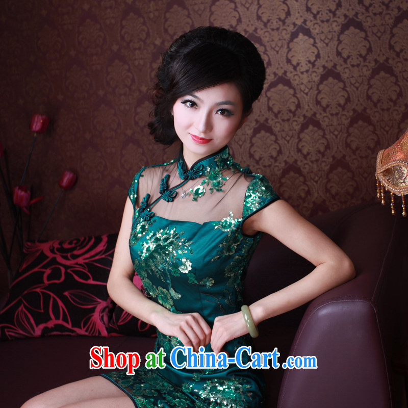ruyi, 2014 new stylish evening gown Chinese improved, lace dinner dresses 2047 2047 green M