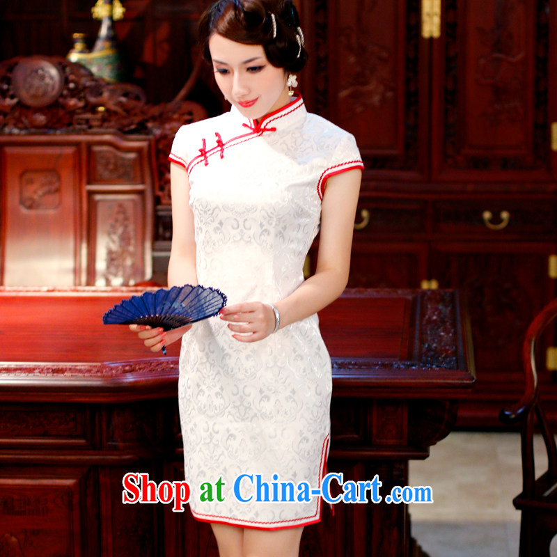 Wind unwind after 2015 and stylish improvements, summer Chinese modern retro stamp duty cheongsam dress 0166 0166 red edge S sporting, wind, shopping on the Internet