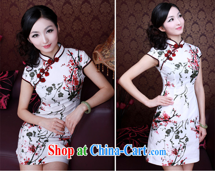 The Ruyi wind as soon as possible new improved retro short dresses, the Maehyang-2015 summer fashion cheongsam dress 2150 white XXL pictures, price, brand platters! Elections are good character, the national distribution, so why buy now enjoy more preferential! Health