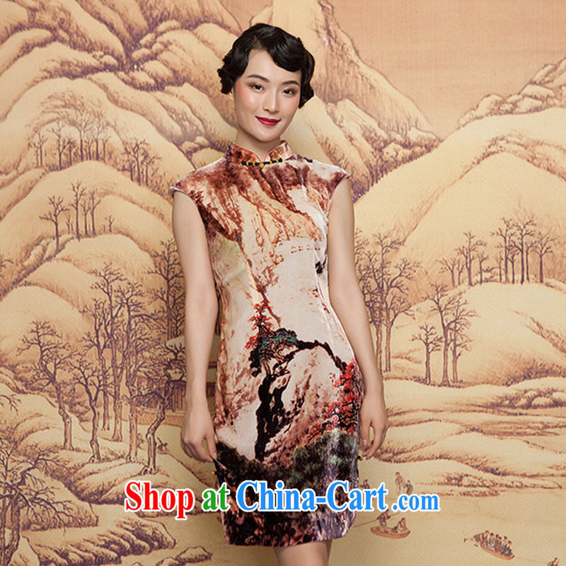 Winter dresses wood is really the 2015 New Water ink painting wool beauty short cheongsam 21,882 09 coffee-colored XXXL, wood really has, shopping on the Internet
