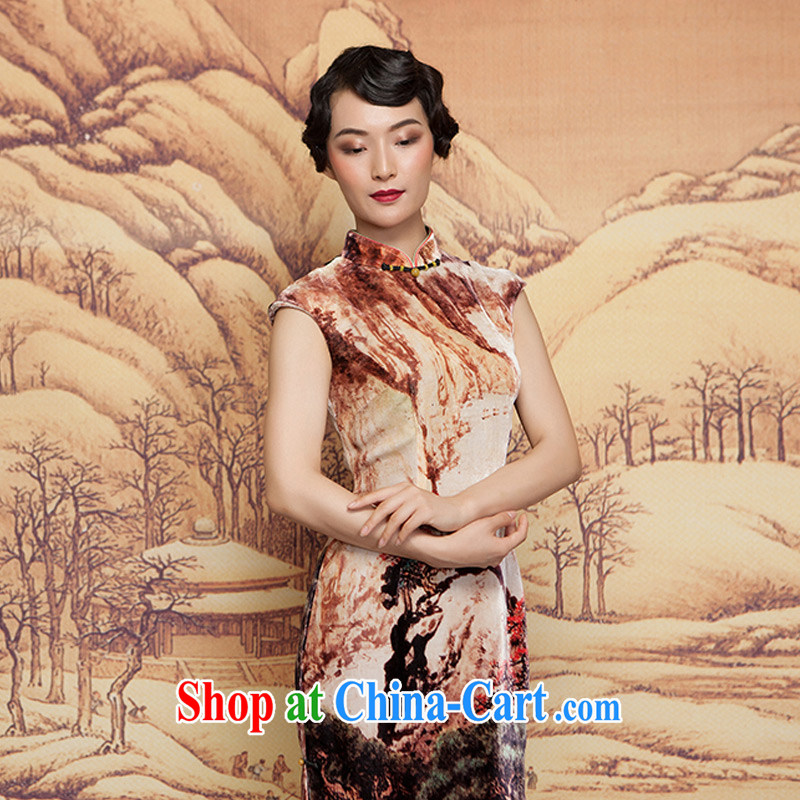Winter dresses wood is really the 2015 New Water ink painting wool beauty short cheongsam 21,882 09 coffee-colored XXXL, wood really has, shopping on the Internet