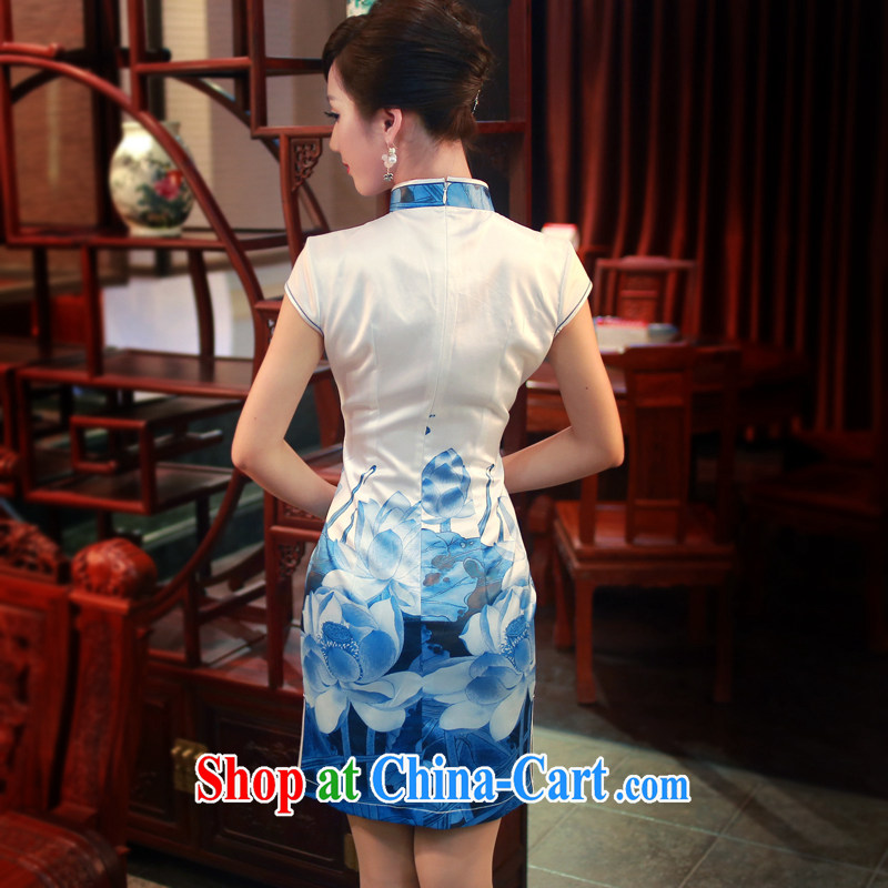ruyi, 2015 new spring and summer stylish and improved water and ink stamp Leisure Suit short-sleeved dresses 4016 4016 white XL sporting, wind, shopping on the Internet