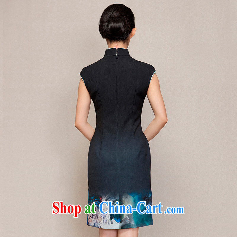 Wood is really the 2015 spring new short cheongsam beauty graphics thin winter dresses 32,616 01 black XXL (A), wood really has, shopping on the Internet