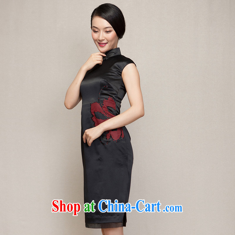 Wood is really the 2015 spring and summer new dresses waist embroidered subsidize the spell yarn short cheongsam 80,537 01 black L, wood really has, shopping on the Internet