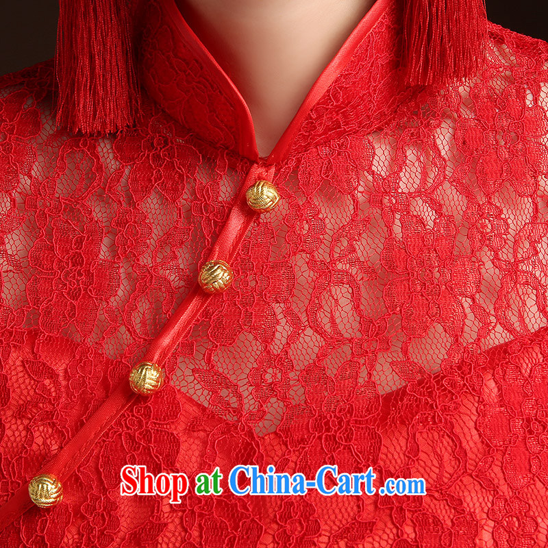 Qi wei served toast summer 2015 new small dress Korean red short, Retro dresses lace beauty wedding dresses Princess package shoulder bridal back doors dresses, red custom is not returned to the $30, Qi wei (QI WAVE), online shopping