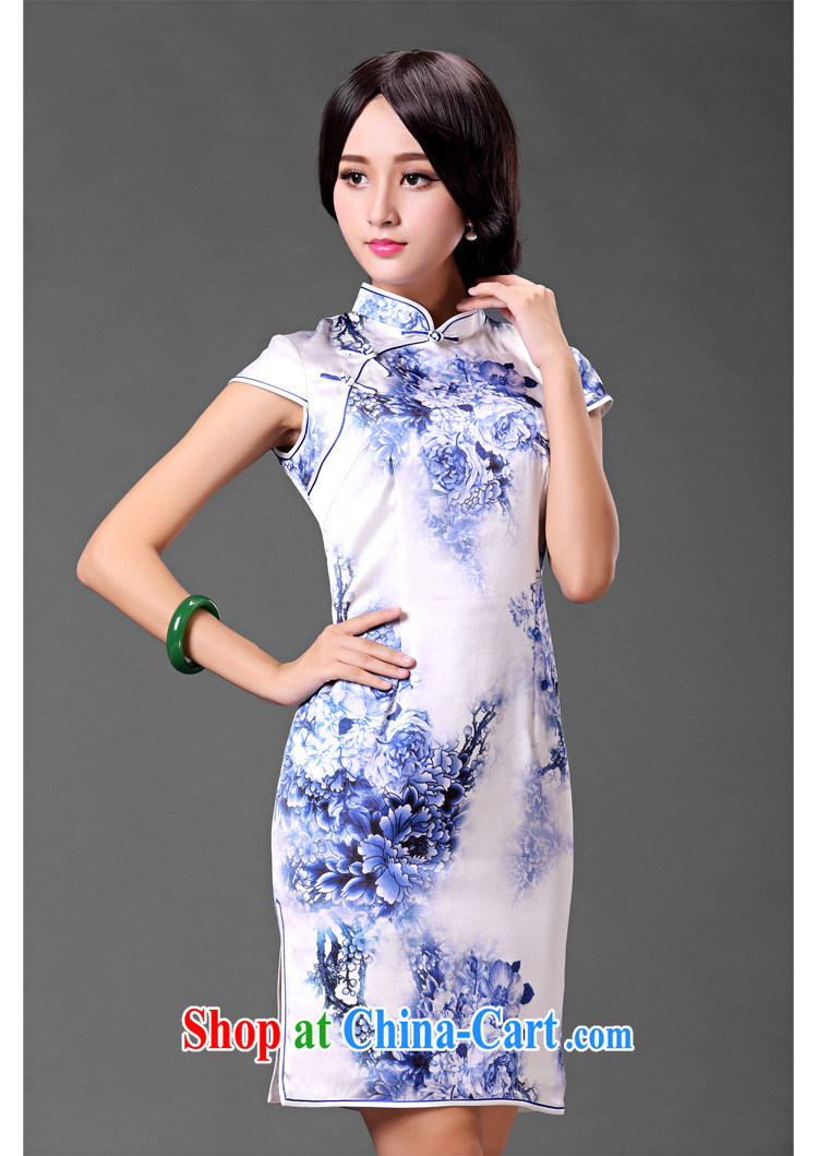 Blue and white porcelain heavy Silk Cheongsam summer improved standard skirt ZS 440 blue XXXL (2 feet 5 lumbar) pictures, price, brand platters! Elections are good character, the national distribution, so why buy now enjoy more preferential! Health