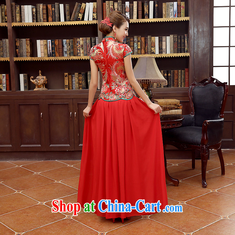 Honey, bride red bridal cheongsam dress long dress uniform toast the code graphics thin improved red replace the doors Evening Dress red XXL, honey, bride, shopping on the Internet