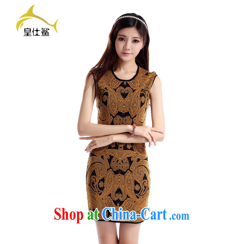 Wong Sze-shark outfit summer 2015 new and stretch the organization take improved dresses female H 257 black gold M