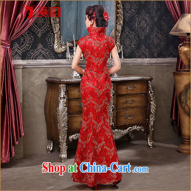 Early definition marriage red long, large, for the hard-pressed Chinese improved cheongsam retro lace bridal toast serving red XXL, diffuse, and shopping on the Internet