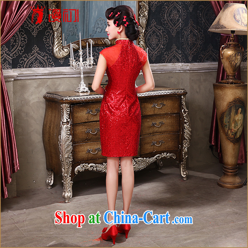Early animated evening dress new 2015 bright red short, the forklift truck beauty graphics thin retro dresses wedding toast serving red XXL, diffuse, and shopping on the Internet