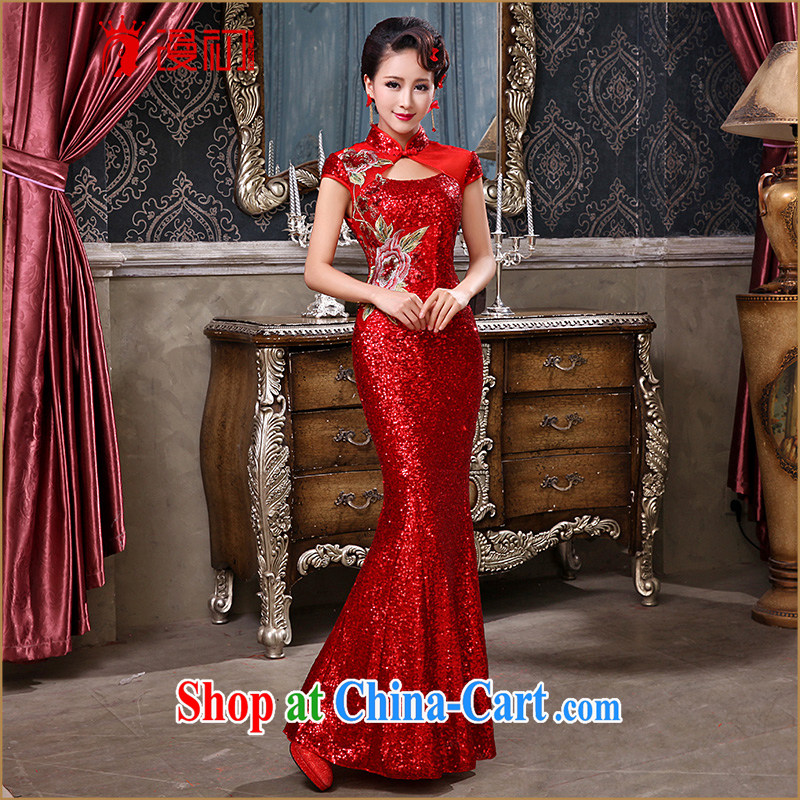 Definition 2015 early winter long robes, new Chinese Antique, lace crowsfoot dresses bridal red toast serving evening red XXL, diffuse, and, shopping on the Internet