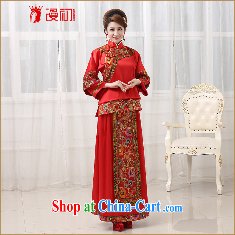 Early definition, Sau Wo service 2015 new bridal gown Chinese long-sleeved dresses use phoenix retro wedding toast serving red XXL, diffuse, and shopping on the Internet