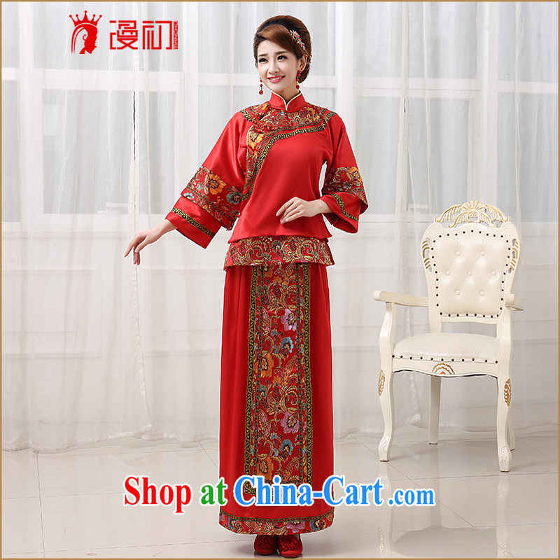 Early definition, Sau Wo service 2015 new bridal gown Chinese long-sleeved dresses use phoenix retro wedding toast serving red XXL, diffuse, and shopping on the Internet