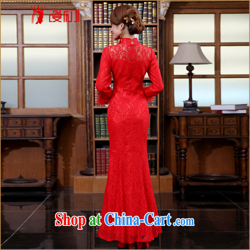 Early definition 2015 new dresses bridal wedding lace cheongsam dress retro dresses bridal dresses serving toast long cheongsam red XXL, diffuse, and shopping on the Internet