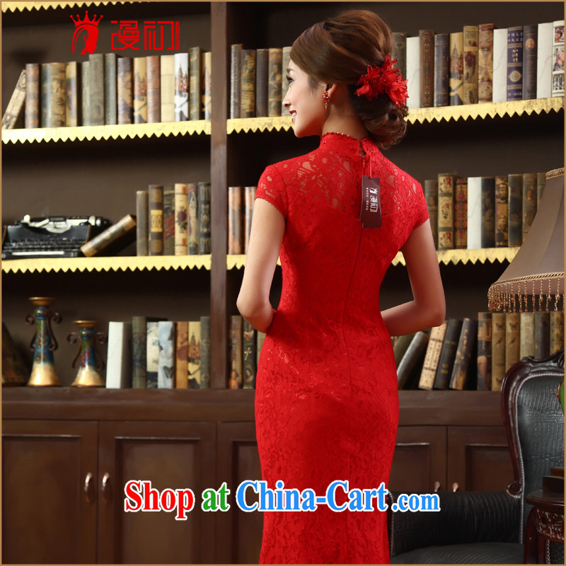 Early definition 2015 new dresses bridal wedding lace cheongsam dress retro dresses bridal dresses serving toast long cheongsam red XXL, diffuse, and shopping on the Internet