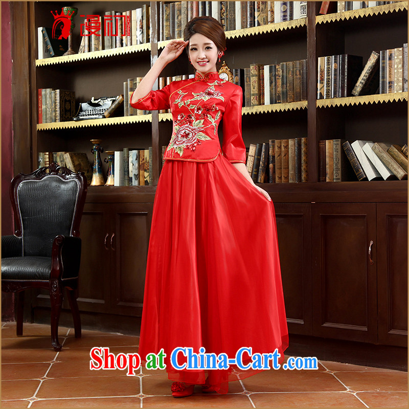 Early definition 2015 new dresses 7 cuff red improved fashion cheongsam long bows Service Package outfit red XXL, diffuse, and, shopping on the Internet
