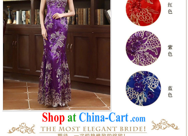 Definition 2015 early New lace cheongsam stylish improved cheongsam marriages served toast long robes dark blue XXL pictures, price, brand platters! Elections are good character, the national distribution, so why buy now enjoy more preferential! Health