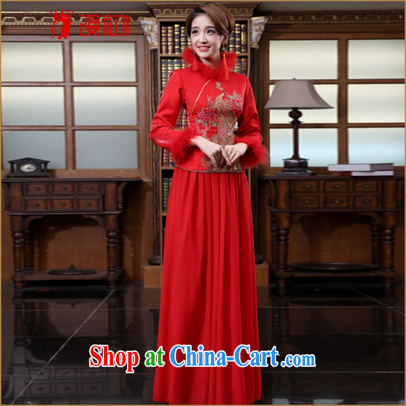 Early definition 2015 new dresses and stylish improved red outfit retro toast serving marriages long, packaged goods and winter, qipao XXL, diffuse, and shopping on the Internet