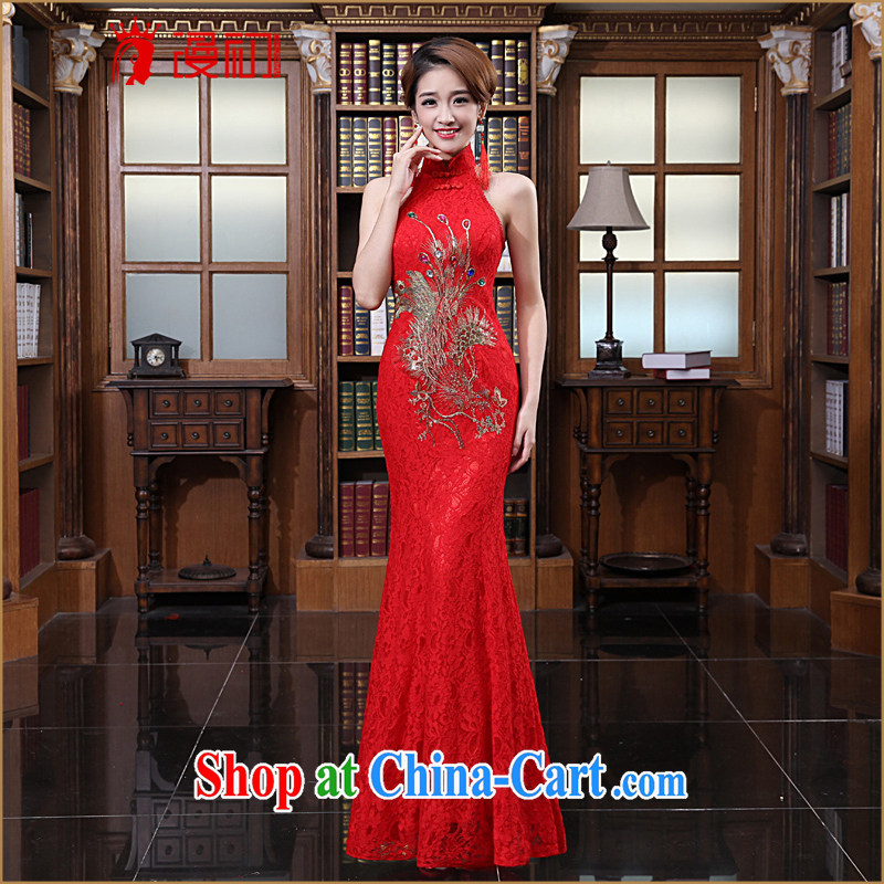 Early definition 2015 new bridal dresses stylish improved retro wedding toast long cheongsam dress spring and summer red XXL