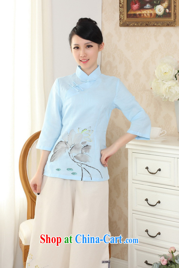 Spend the autumn and the new hand-painted dresses T-shirt cotton the linen Chinese Ethnic Wind blouses Tang with improved white XL pictures, price, brand platters! Elections are good character, the national distribution, so why buy now enjoy more preferential! Health