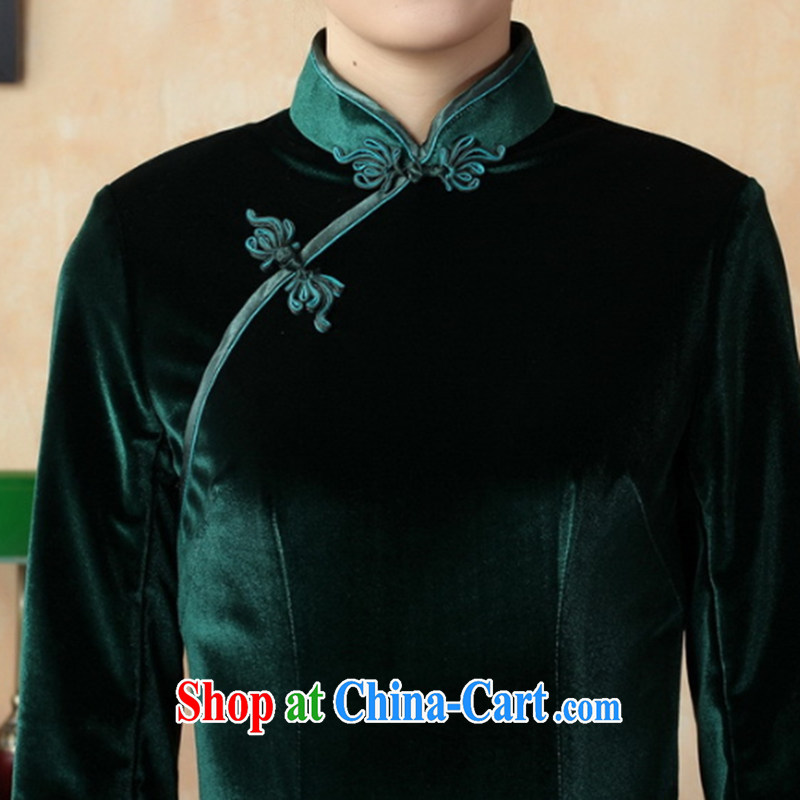 Spend the autumn and the New Tang Women's clothes cheongsam plain-color-stretch the wool long cheongsam 7 sub-cuff T 0001 - B XL 3, figure, and, shopping on the Internet