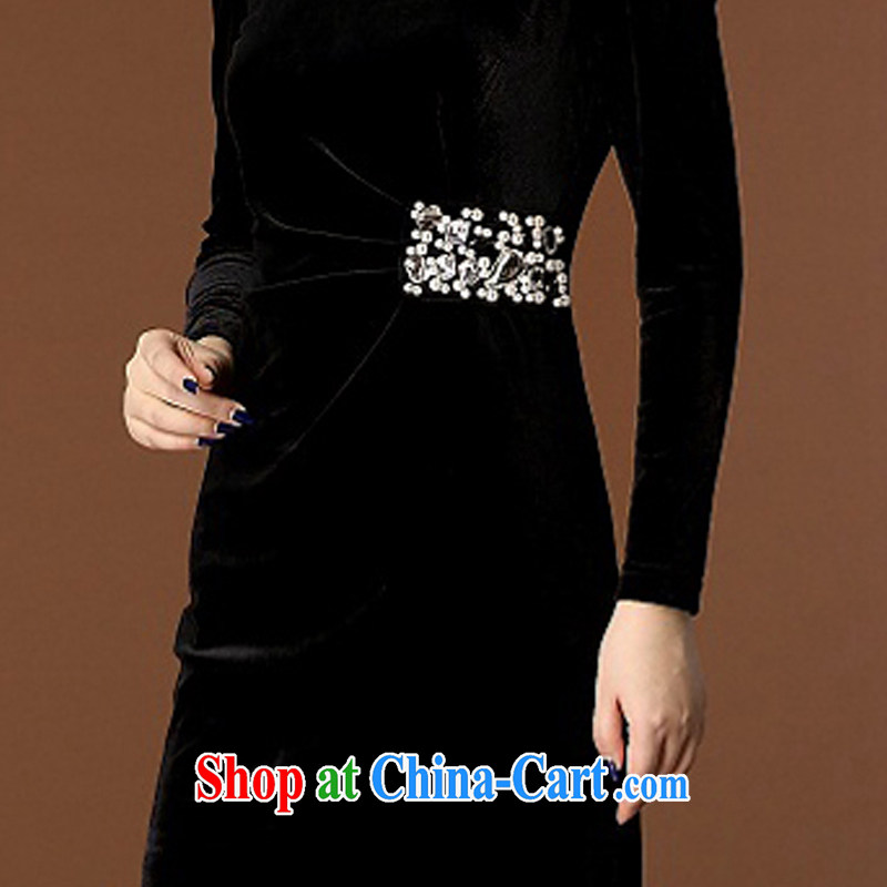 Let Bai colorful 2015 new mom decorated solid body style staple-ju, Kim velvet dress QP 937 #black XXXL dream Bai beauty, shopping on the Internet