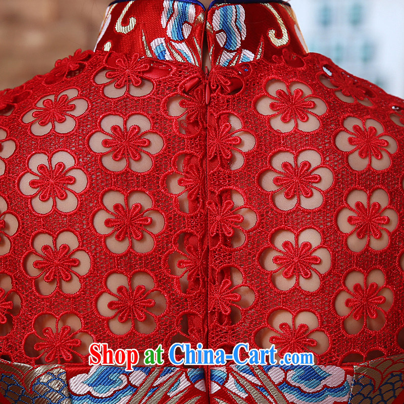 The United States and the dresses 2015 new marriages, long red toast serving retro improved Openwork lace stitching Chinese Dress Q 0027 red XXL, the United States, Nokia (Imeinuo), online shopping