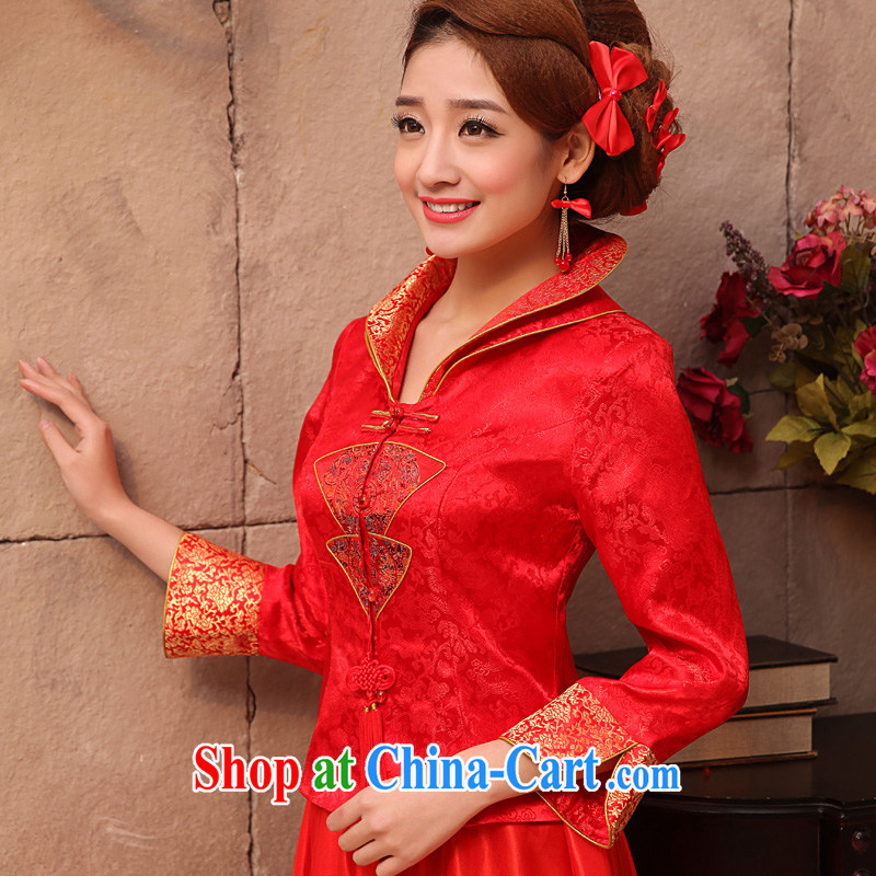 A good service is a 2015 new spring and summer red Chinese married Yi bridal wedding dress long-sleeved robes bows service 9 long sleeves dress L, good service, and, shopping on the Internet