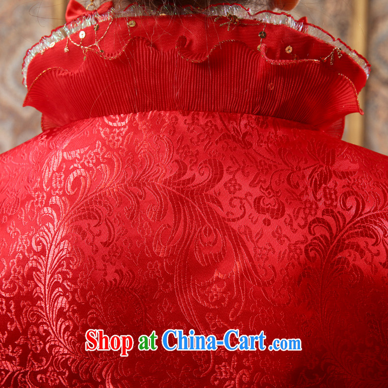 A good service is 2015 New red autumn and winter brides with wedding dress Chinese Xiao Fengxian cheongsam dress uniform toast short skirt short dress 4 XL, good service, and shopping on the Internet