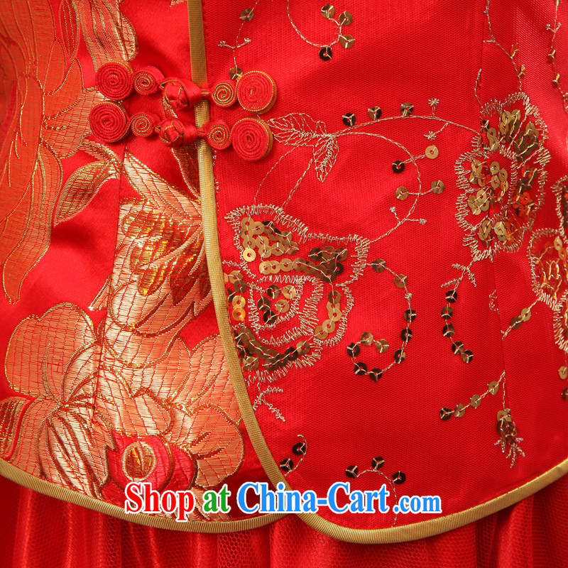 A good service is 2015 new Autumn Chinese red brides with wedding dress small Fengxian toast clothing cheongsam dress in long sleeves dress L, good service, and, shopping on the Internet
