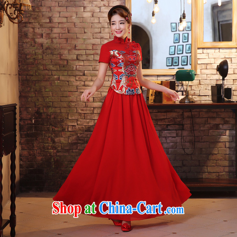 The United States and the dresses 2015 new marriages long red toast serving lace beaded retro improved Chinese Dress Q 0028 red XXL, AIDS, and the United States (Imeinuo), online shopping