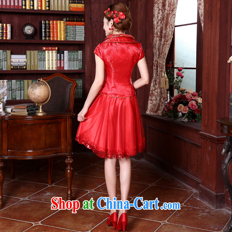 A good service is 2015 new spring and summer red bridal wedding dress Chinese long-sleeved robes bows serving short-sleeved short dress 4 XL, serving a good solid, shopping on the Internet