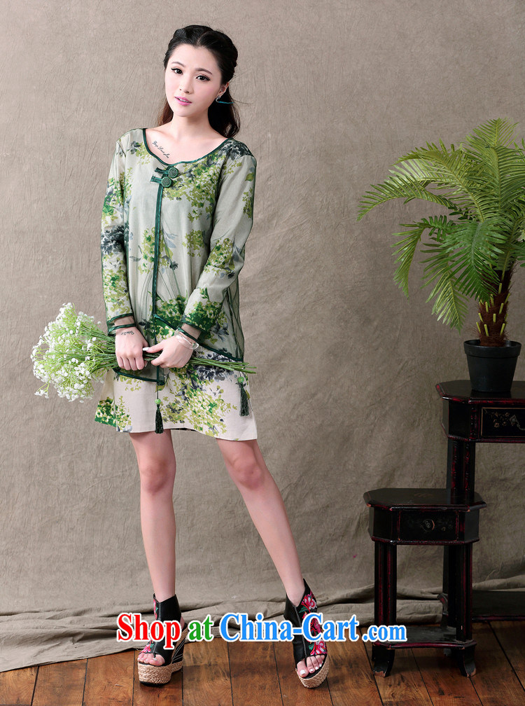 Snow and Ethnic Wind long-sleeved dresses leave of two new Chinese winds, stylish dresses, cotton clothes the simple sum women ethnic wind 613 green XXL pictures, price, brand platters! Elections are good character, the national distribution, so why buy now enjoy more preferential! Health