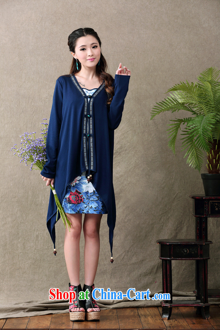 Snow and Ethnic Wind dresses new retro dresses Web yarn stamp long-sleeved dress two-piece female simple sum female ethnic wind 612 blue XXL pictures, price, brand platters! Elections are good character, the national distribution, so why buy now enjoy more preferential! Health