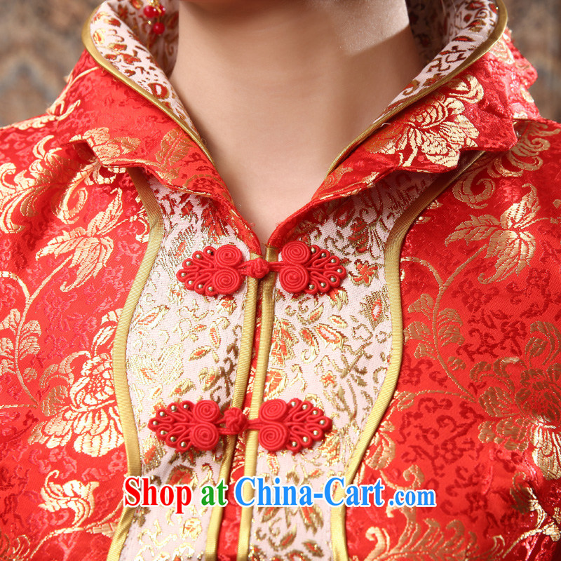 A good service is 2015 new autumn red brides with wedding dress Chinese married Yi Long cheongsam dress uniform toast in long sleeves, skirts 4 XL, good service, and, shopping on the Internet