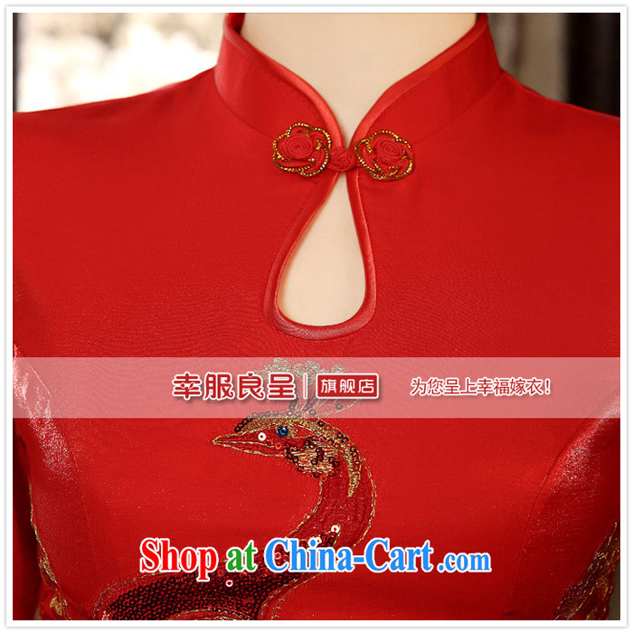 A good service is 2015 new spring and summer red bridal wedding dress short Chinese Antique toast clothing cheongsam dress, cuffs, L pictures, price, brand platters! Elections are good character, the national distribution, so why buy now enjoy more preferential! Health