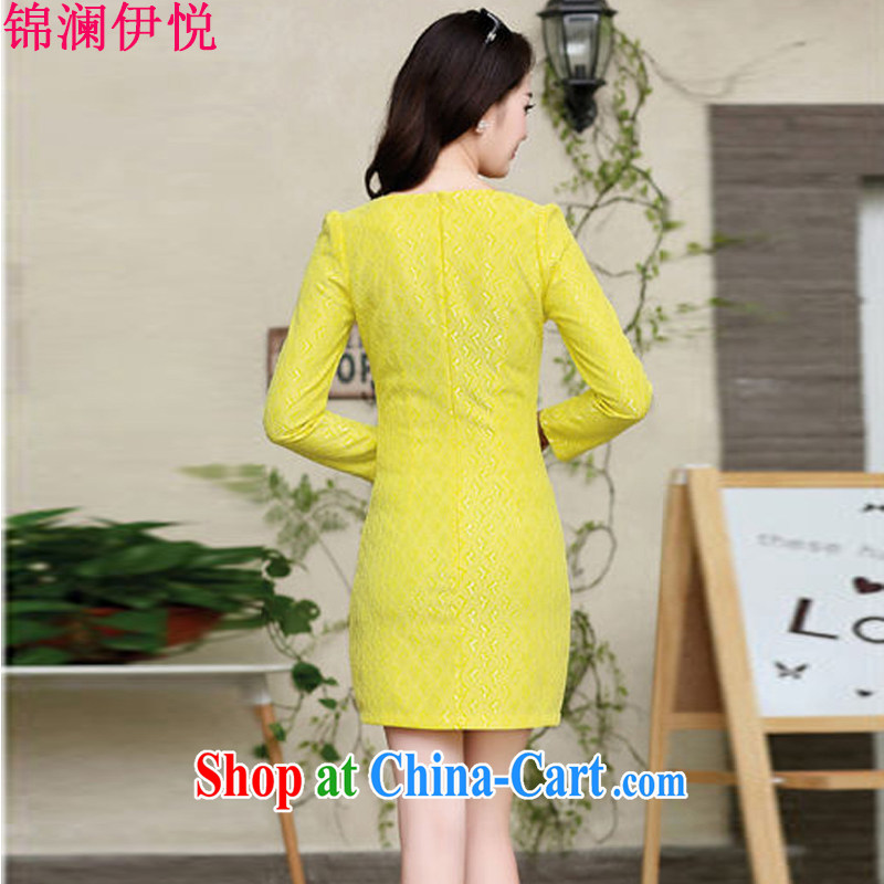 kam world the Hyatt spring women who decorated graphics thin improved cheongsam lace dress short skirt dress dress bridesmaid clothing elegance Chinese exclusive fashion evening dress the code yellow XXL, Kam world, Yue, and shopping on the Internet