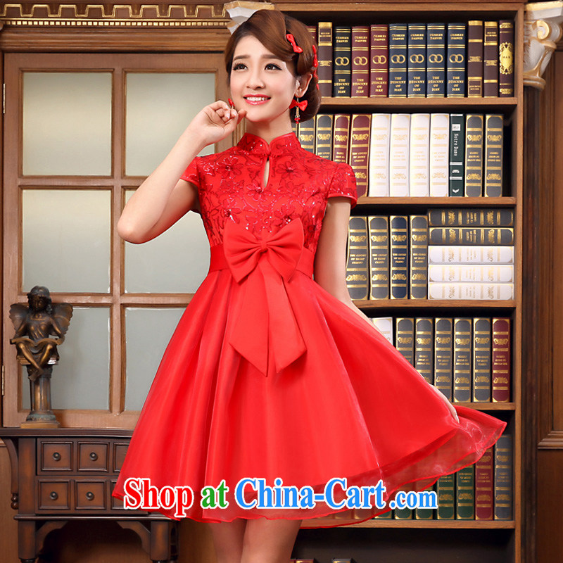 A good service is 2015 New Spring Summer bridal wedding dresses short dresses serving toast red high waist pregnant short-sleeved, M, good service, and, shopping on the Internet