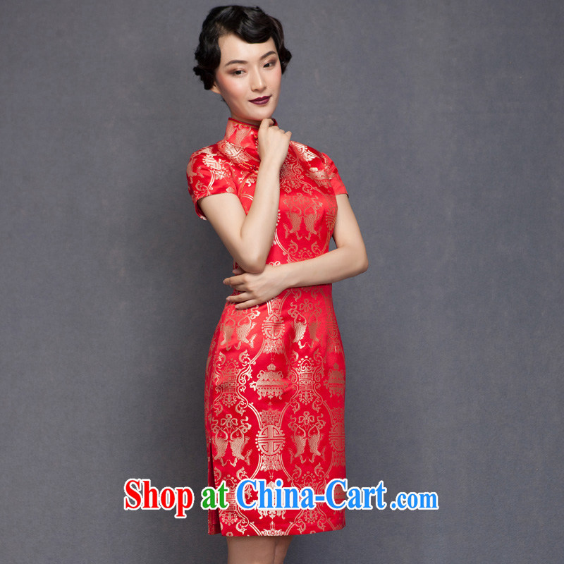 Wood is really the 2015 spring new Silk Cheongsam dress brides with marriage bows dress 32,651 04 deep red XXXL, the wood is really a, shopping on the Internet