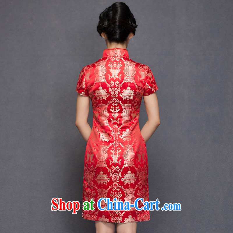Wood is really the 2015 spring new Silk Cheongsam dress brides with marriage bows dress 32,651 04 deep red XXXL, the wood is really a, shopping on the Internet