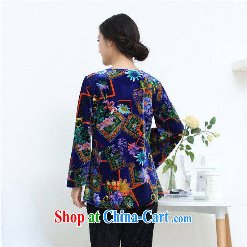 Tze-The 2014 autumn and the new Chinese T shirt relaxed mom with bat sleeves, wool shirts SYM - 902 blue XXXL, JA, qipao/Tang, and shopping on the Internet