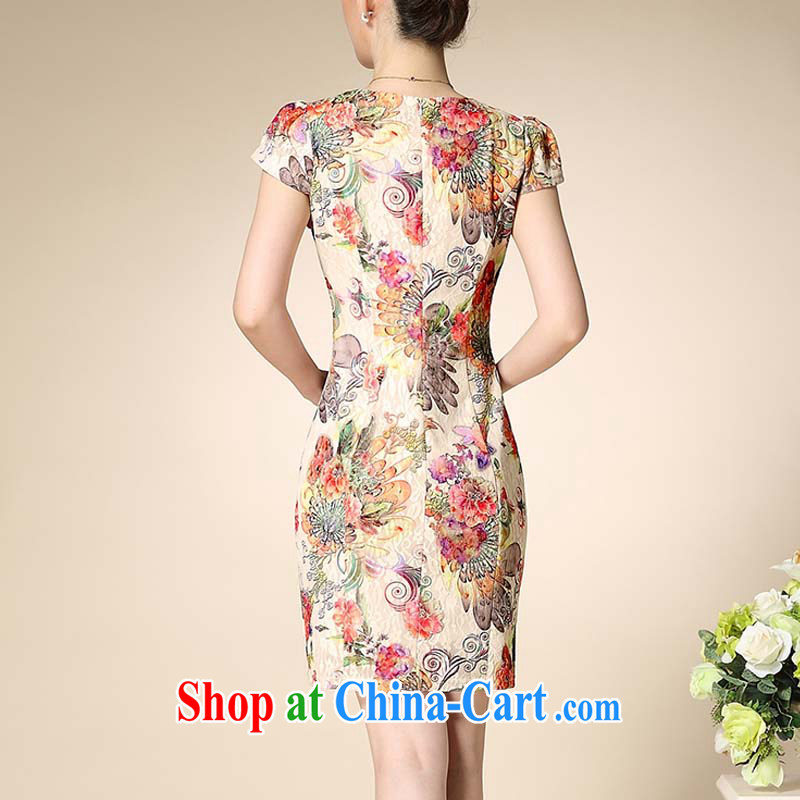 Let Bai colorful 2015 summer fashion cheongsam dress retro improved stamp duty dresses QP 941 # on the Peony 3 XL retro dream Bai beauty, shopping on the Internet