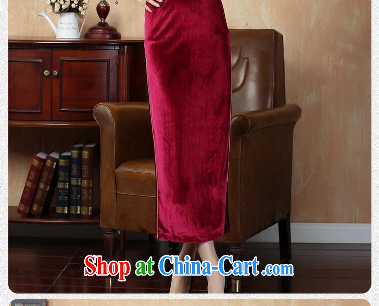 An Jing Chinese improved cheongsam dress long skirt-stretch-velvet cheongsam 7 Cuff - B violet L pictures, price, brand platters! Elections are good character, the national distribution, so why buy now enjoy more preferential! Health