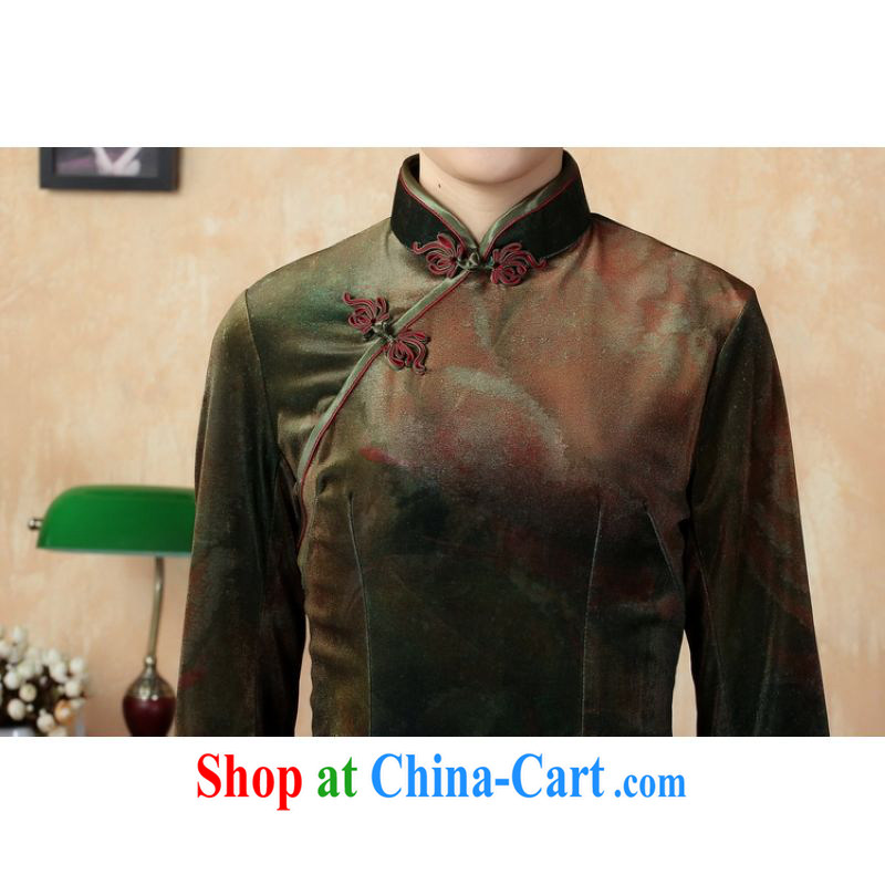 An Jing Chinese improved antique cheongsam dress, collar stretch the wool, short sleeves cheongsam army green 2XL, an Jing, shopping on the Internet