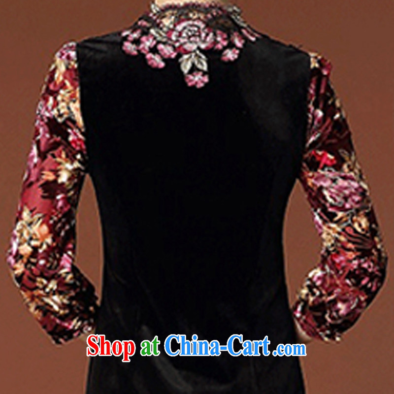 Wu Bai Dream City 2015 new stylish embroidery cheongsam daily retro upscale gold velour cheongsam QP 947 #black XL dream Bai beauty, shopping on the Internet