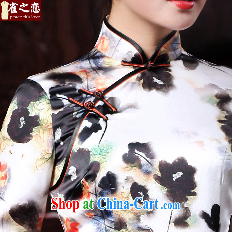 Bird lovers of every micro-world 2015 spring new cheongsam dress improved stylish 7 cuff long retro Silk Cheongsam AS SHOWN XXXL - pre-sale 15 days, birds of the land, and, on-line shopping
